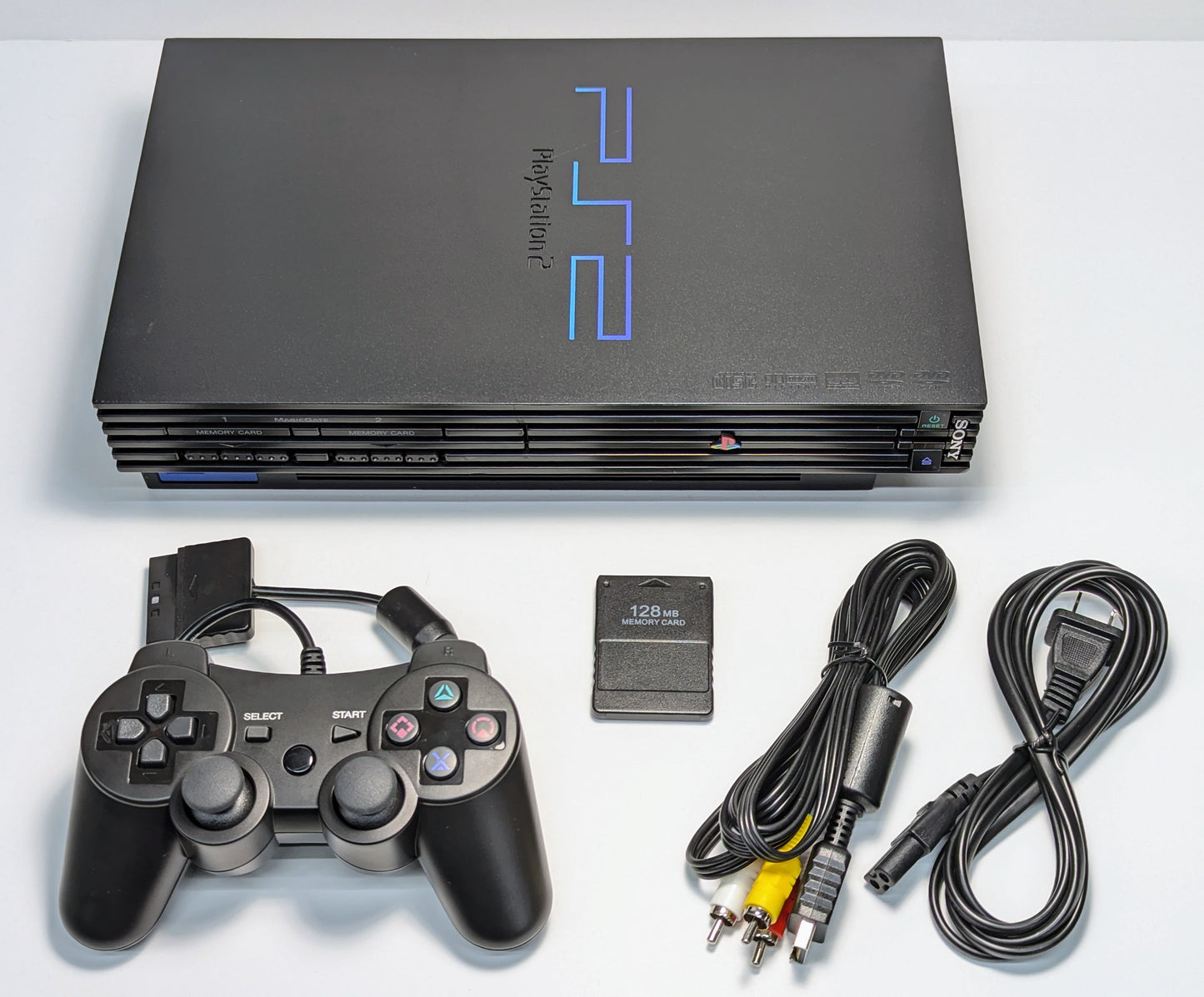 PlayStation 2 Fat w/ XYAB Sentinel Controller & 128MB Memory Card Bundle - Black