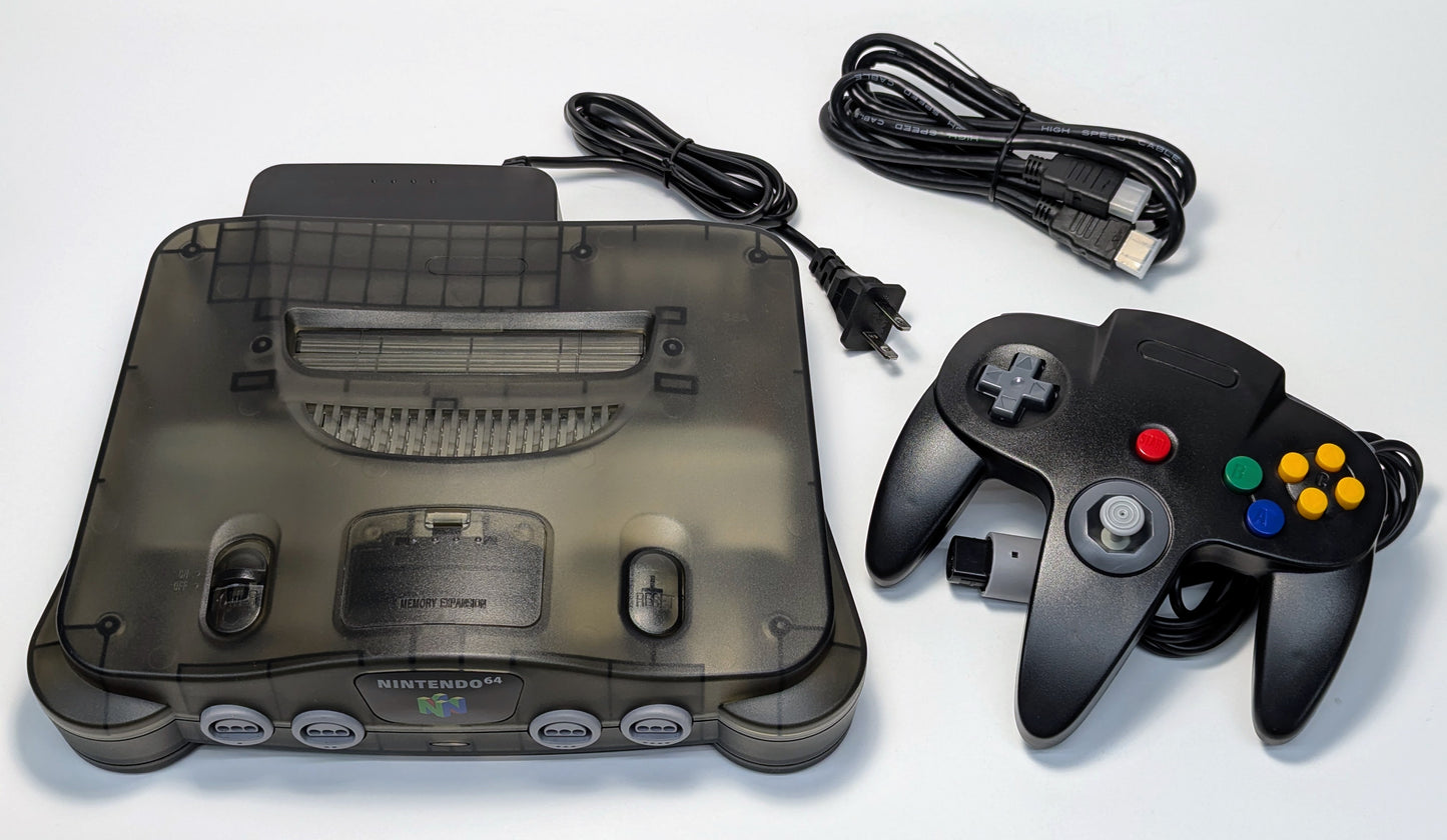 Nintendo 64 Console Bundle w/ digital HDMI MOD, BRAND NEW Translucent Shell - Pick Color