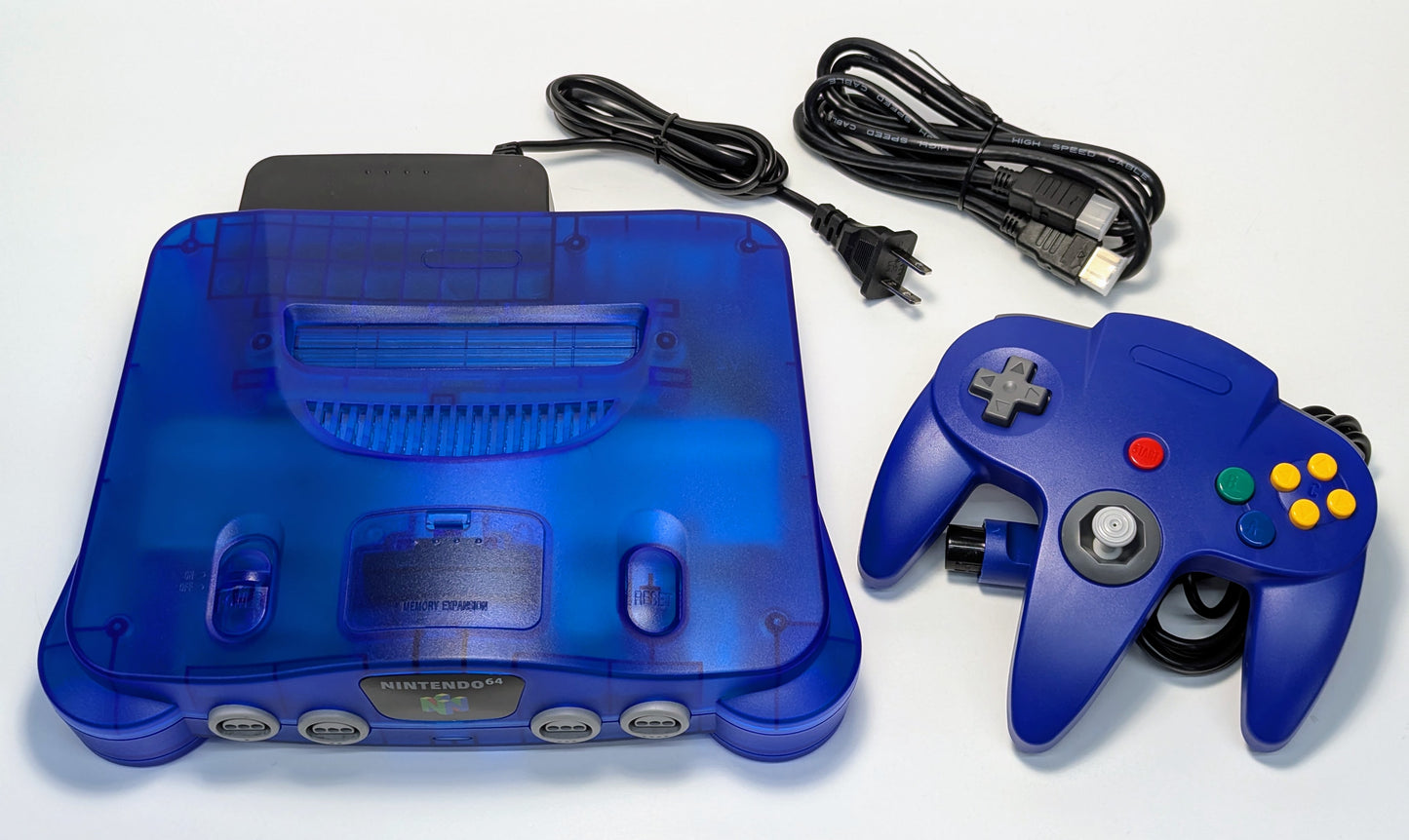 Nintendo 64 Console Bundle w/ digital HDMI MOD, BRAND NEW Translucent Shell - Pick Color