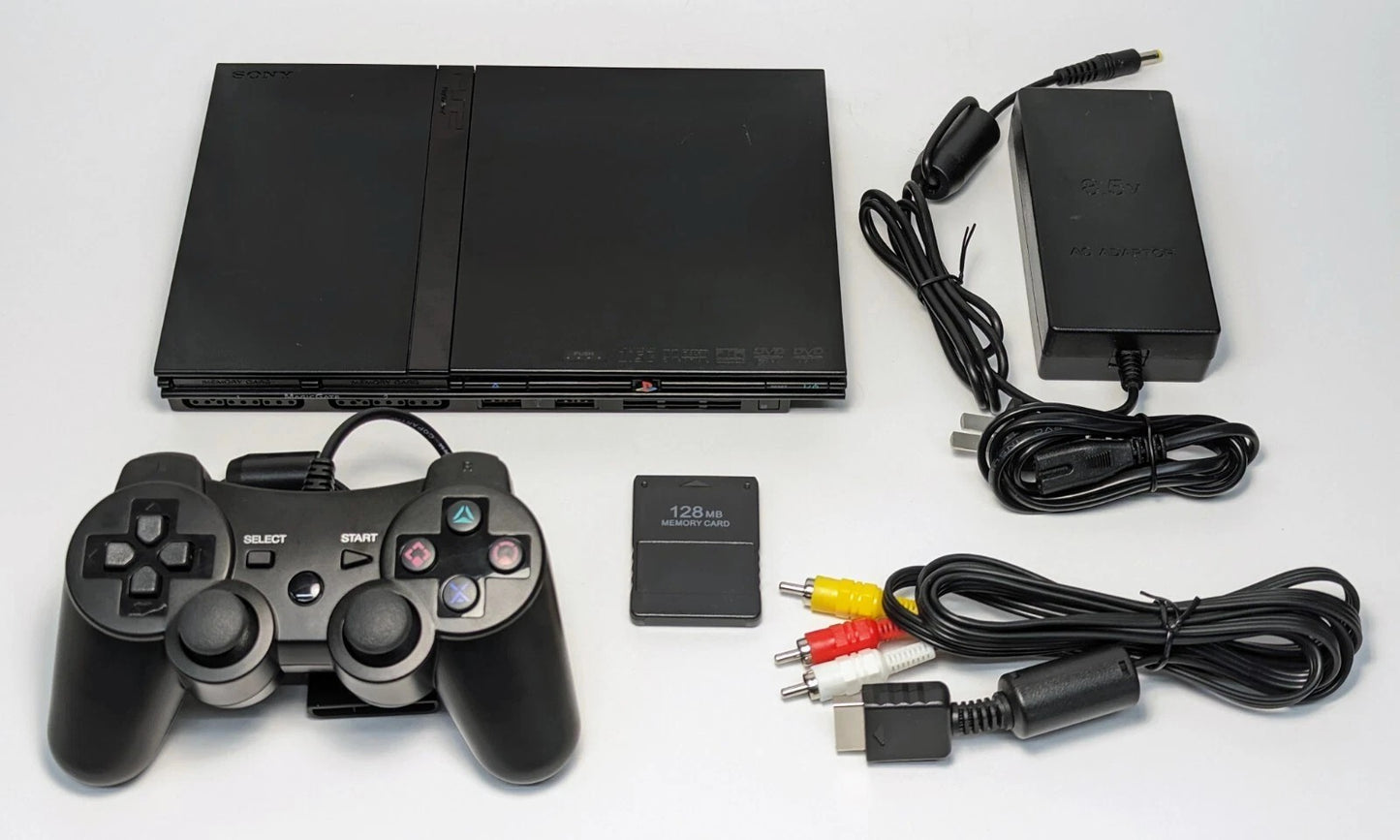 PlayStation 2 Slim w/ XYAB Sentinel Controller & 128MB Memory Card Bundle - Black